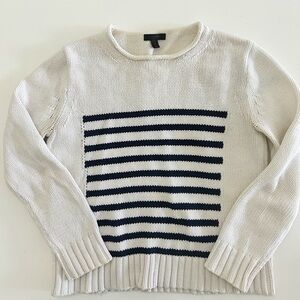J. Crew Rollneck Navy and Cream Striped Sweater